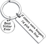 BESPMOSP Best Sister Ever keychain front view showing engraved tag and key ring.