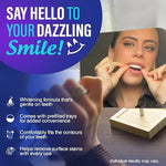 GuruNanda whitening trays showing U-shaped design and prefilled gel