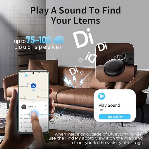 Four Jocular smart key finders arranged with included lanyards and keychains for luggage tracking.
