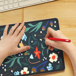 Mint green protective pencil skin attaching magnetically to an ipad side