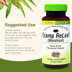 Supplement facts label for Cramp ReLeaf showing proprietary herbal blend