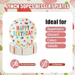 Stack of 50 pieces 7 inch birthday dessert plates