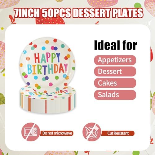 Stack of 50 pieces 7 inch birthday dessert plates
