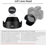 JJC 58mm lens hood shown in reversible position for storage