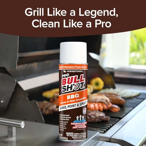 Bull Shot BBQ heavy duty foam dissolving grease on steel grill grates