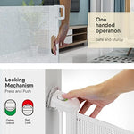 BabyBond punch free child safety gate showing the adhesive mounting pads on a wooden wall.