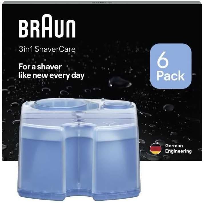 Braun 3-in-1 ShaverCare refill cartridges 6 pack front view