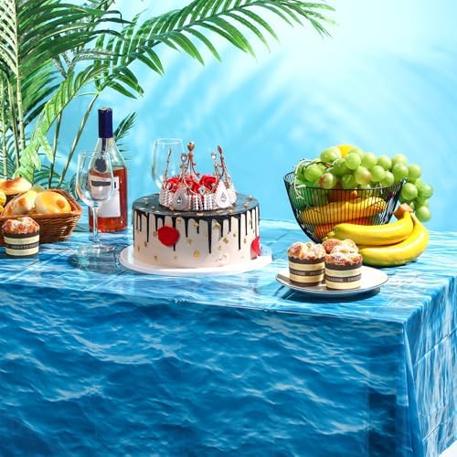 Irenare ocean themed waterproof table protector showing its resistance against spilled liquids.