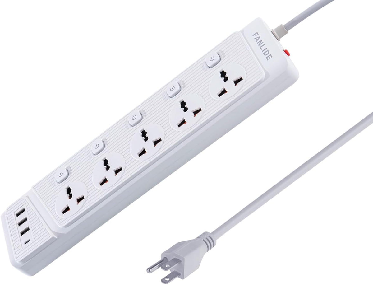 Fanlide universal power strip front view showing sockets