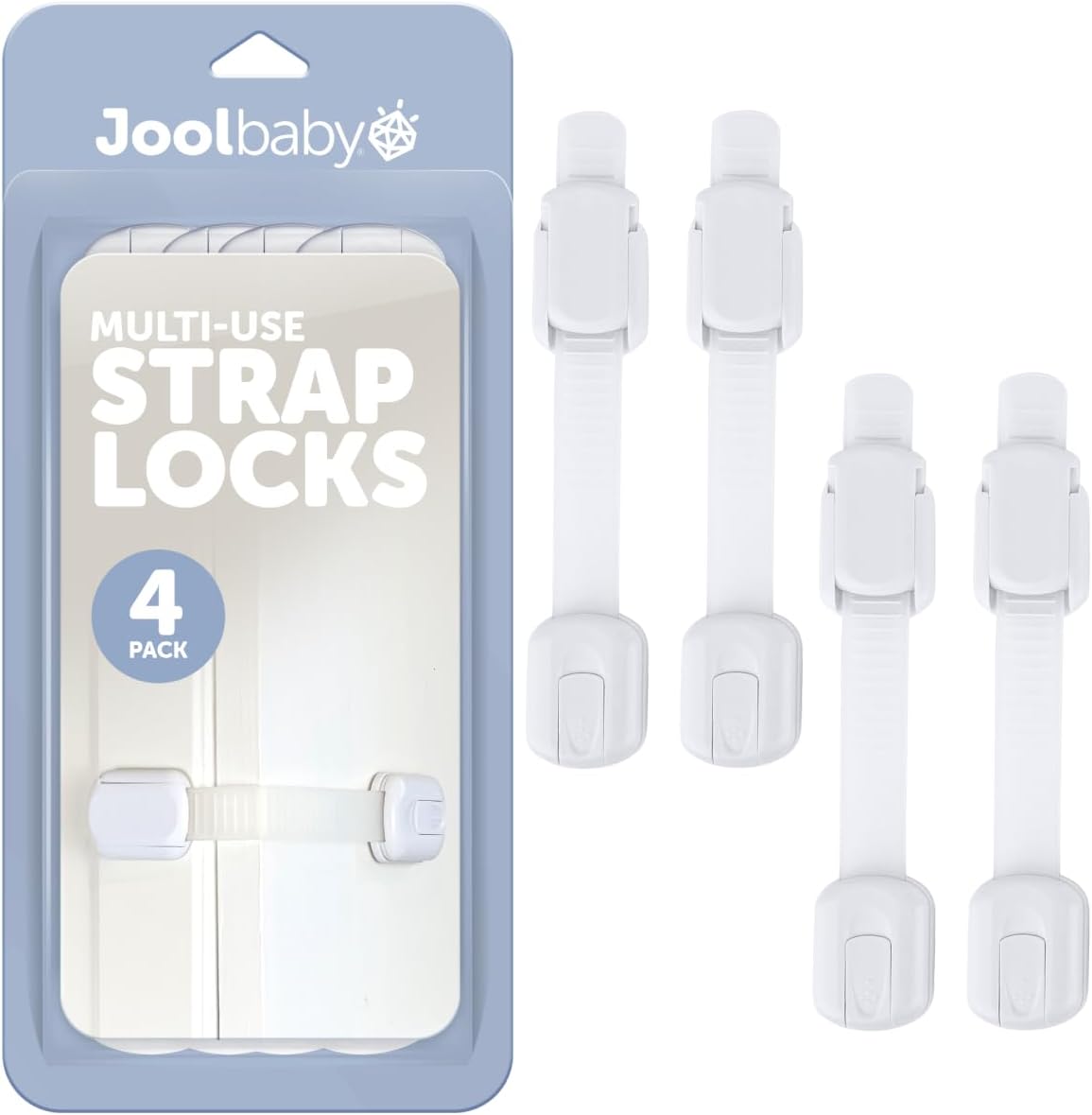 Jool Baby Child Safety Strap Locks four pack front view premium baby proofing gear
