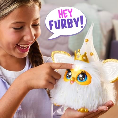 Furby Gold Glam white and gold plush texture