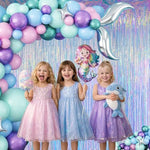 Close up of the pre attached double sided tape on the Melsan iridescent fringe backdrop curtain.