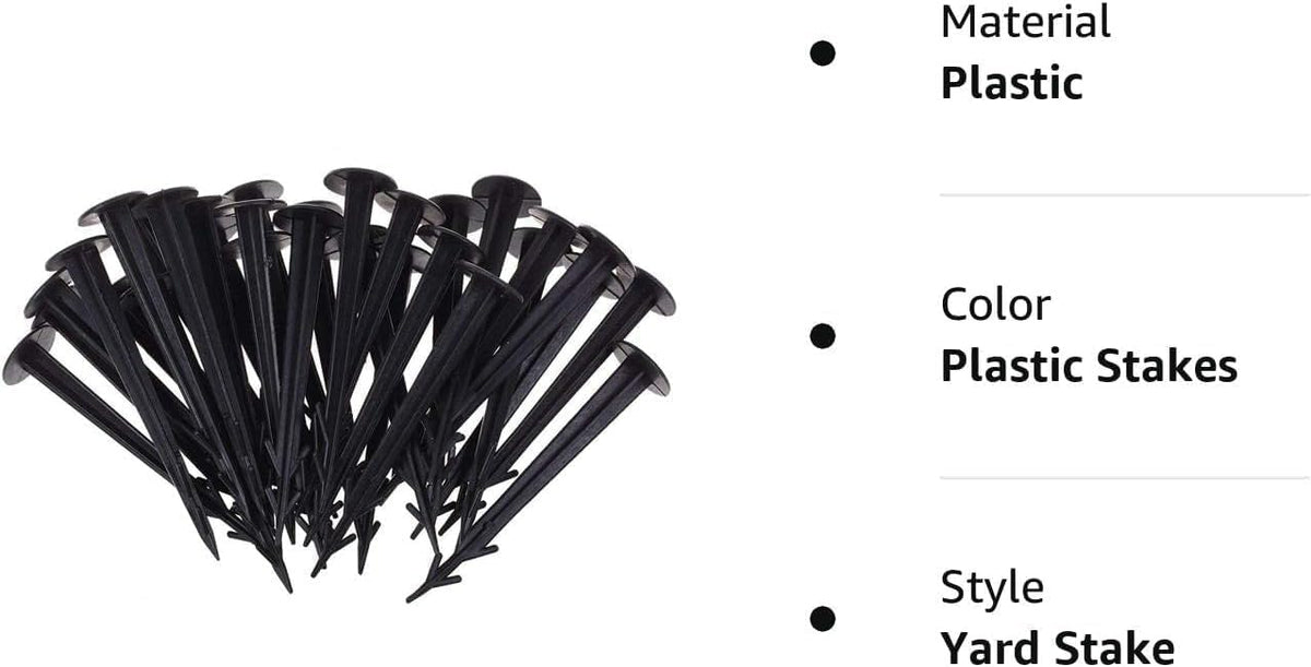 SKEMIX heavy duty black garden stakes arranged for weed fabric anchoring