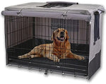 Rachmi 600D canvas water resistant dog kennel cover in gray.