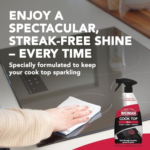 Weiman cooktop cleaner kit components including spray and cleaning cloth