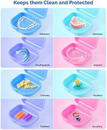 JMU travel retainer case placed next to a purse showing compact portable size
