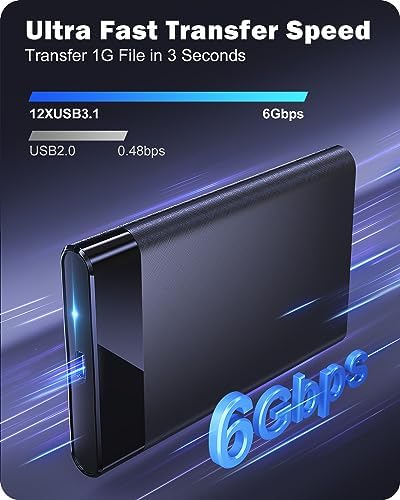 POSUGEAR USB C hard drive enclosure connected to a laptop showing active LED indicator
