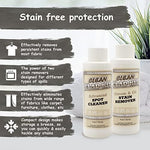 Made in USA Stir Technologies fabric cleaner used on a living room sofa.