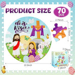 Close up view of the thick durable cardboard pieces of the Gilprop religious holiday puzzle