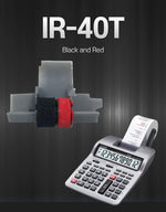 Close-up view of the dual color ink mechanism on the calculator roller