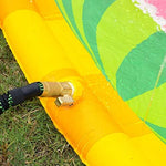 Deflated and folded CoComelon baby pool mat demonstrating compact home storage