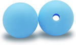 Blue silicone beads laid out for jewelry making