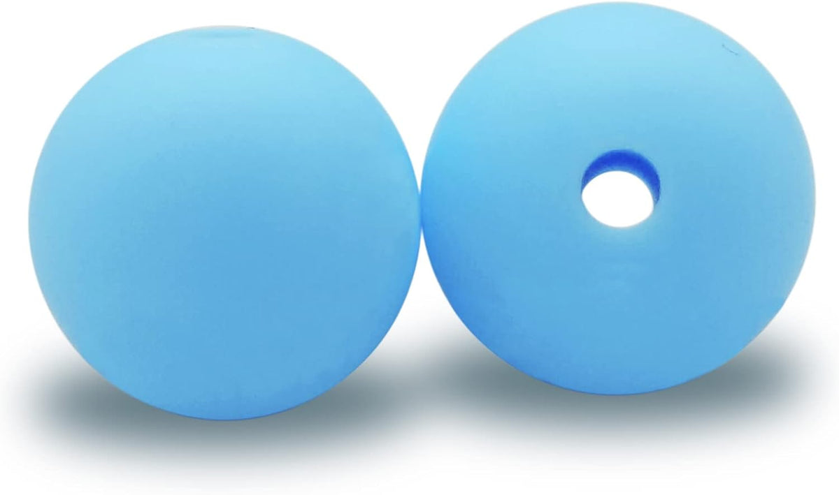 Blue silicone beads laid out for jewelry making
