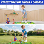 Upgraded putting mat with golf obstacles for kids