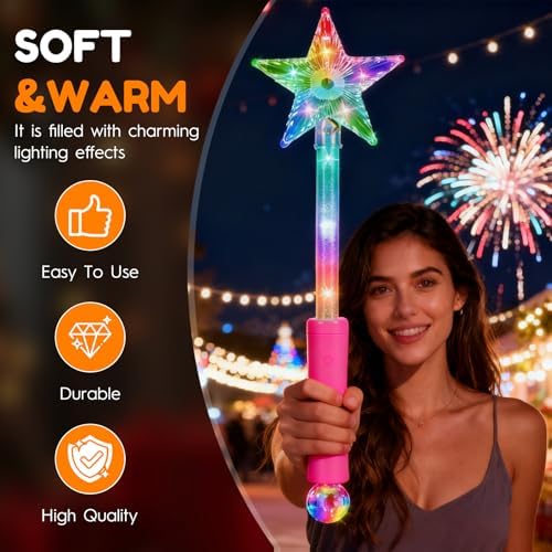 PartyFrenzy light up star wand with flowing ribbons