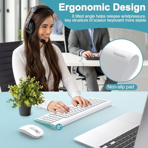 Cimetech wireless keyboard and mouse on office desk