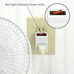 USA imported BindMaster wall mount single outlet power adapter with manual toggle switch.
