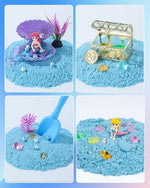Child playing with Essenson ocean themed sensory bin and tools