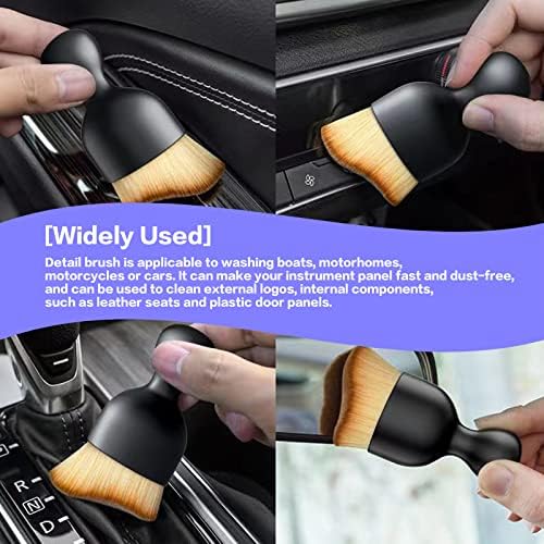 Curved bristle design of the car dash duster brush cleaning an air vent