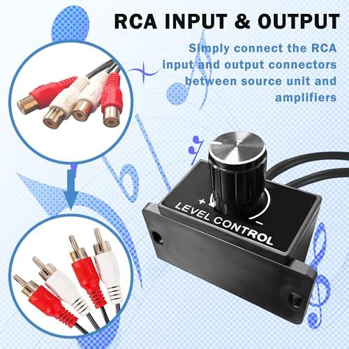 AMAKE Groovely universal car and home theater amplifier level controller demonstrating composite cable connectivity options.