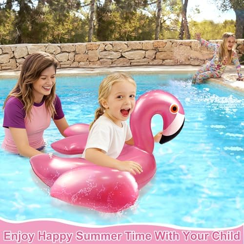 Bright colorful unicorn and flamingo floats for beach parties.