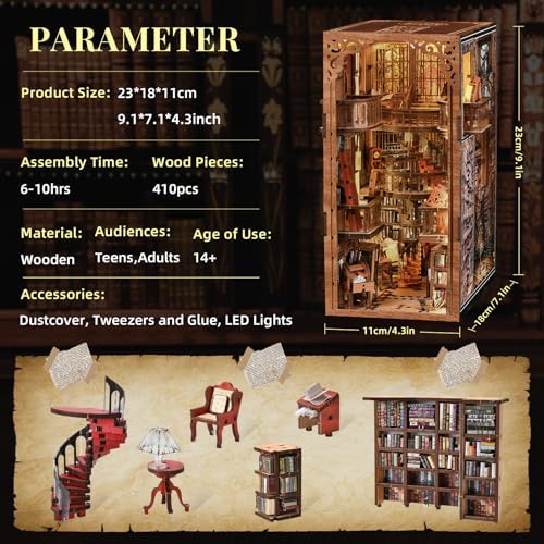 CCCDF DIY miniature dollhouse booknook displaying detailed spiral staircase and historic medieval architecture