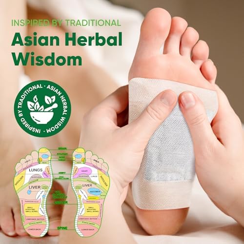 Lifestyle view of AOSORW foot pads applied to the arch of a foot for relaxation.