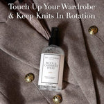 The Laundress non toxic sweater spray close up view highlighting packaging details