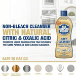 Bar Keepers Friend liquid cream rust stain remover bottle being applied to stainless steel kitchen sink