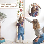 Detailed view of centimeters and feet markings on canvas growth ruler