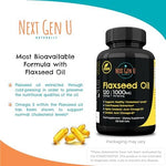 NGU high strength non GMO flaxseed oil capsules supplement nutrition facts side view