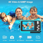 Yifecial 4K waterproof camera with dual screen display