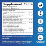 Patient One French maritime pine bark antioxidant supplement nutrition facts label view.