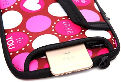 Taidy 10 Inch Laptop Shoulder Bag Red Heart zipper detail