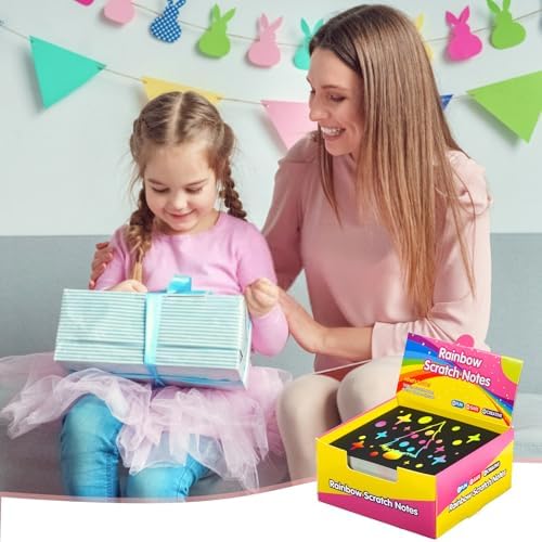 Durable small sized black scratch paper notes perfect for kid gift baskets and screen free activities