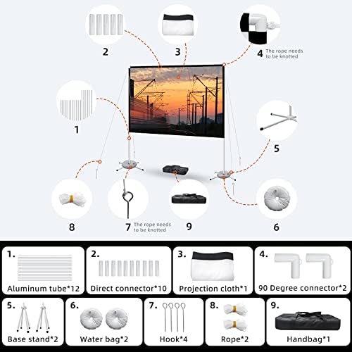 AODIOU indoor outdoor projector screen displaying a high definition colorful movie scene