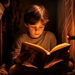 SomniLight book light attached to a physical book for night reading