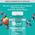 Vegetarian friendly Qunol Magnesium Glycinate mixed berry flavored dietary chewables