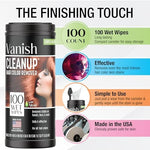 Vanish Cleanup 100 count vegan hair color remover wipes canister close up view