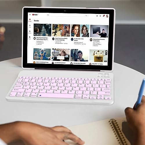 NOVOJOY 2 in 1 Tablet 10 Inch Android 15 Tableta, Tablets with Keyboard, Mouse, Case, Stylus, 32GB ROM+8GB RAM, 2MP+8MP Dual Camera, Quad Core Processor, 6000mAh Battery, 10.1 in FHD Tab Pink - Image 3